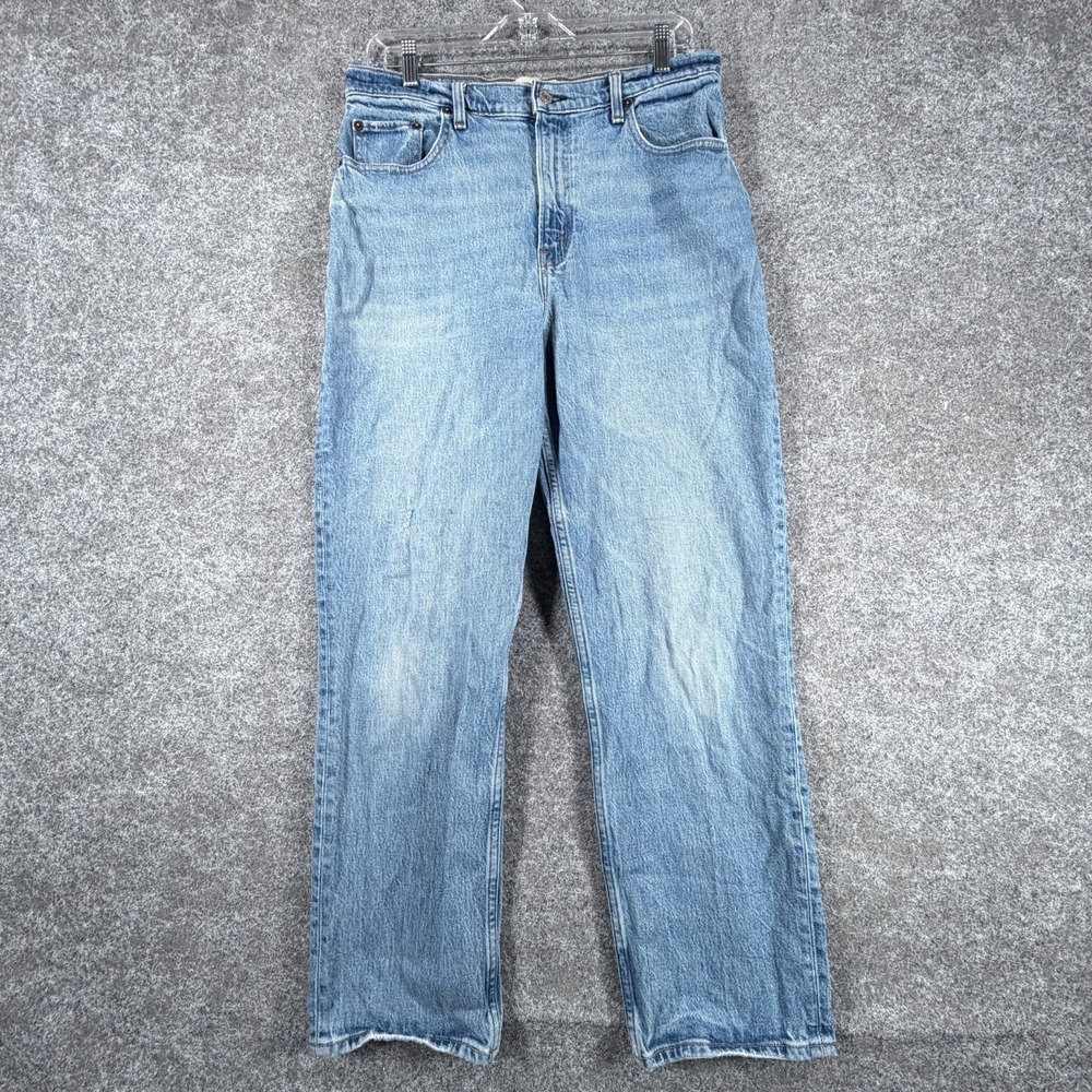 Abercrombie‎ & Fitch 90s Straight Jeans Womens 12S/31 Blue Curve Love High Rise